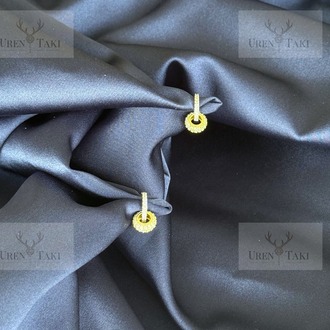 Özel Seri Xuping Gümüs- Gold Zirkon Tasli Minimal Kupe