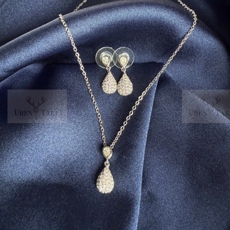 Özel Seri 316 Gumus Zirkon Tas Damla Model Set 