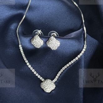 Özel Seri 316 Gümüs Zirkon Tasli Yonca Model Set