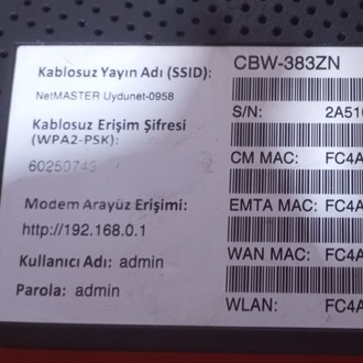 Türksat Netmaster CBW-383ZN Kablonet Modem (Başarılı ürün - Sorunsuz)