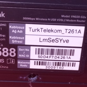 TP-LINK VN020-G2u VDSL Modem (Kılavuzlu - Sorunsuz)