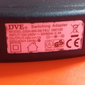 DVE 9 Volt 1 Amper DC Adaptör (Kaliteli ,Standart uçlu , İkinci El)
