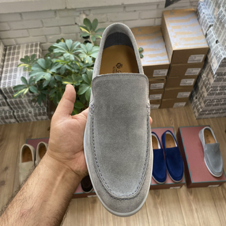 Gri Süet Erkek Loafer – %100 Dana Derisi Yazlık Günlük Ayakkabı