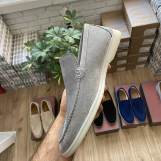 Gri Süet Erkek Loafer – %100 Dana Derisi Yazlık Günlük Ayakkabı
