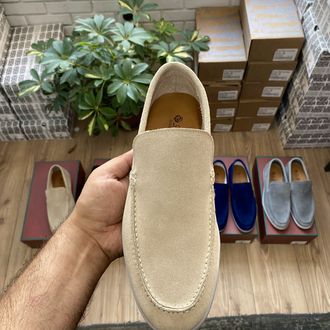 Bej Süet Erkek Loafer | %100 Hakiki Dana Derisi Premium Günlük