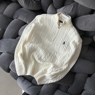 Beyaz-RL-Yarım Zip Triko