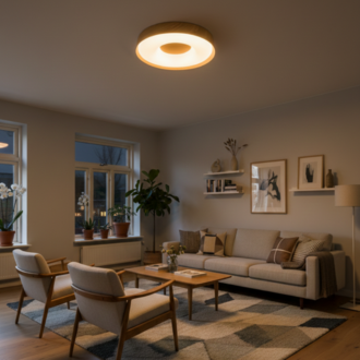 VONA_3Işık LED Meşe Görünümlü Plafonyer Çap.50cm