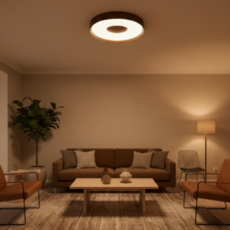 VONA_3Işık LED Ceviz Görünümlü Plafonyer Çap.50cm