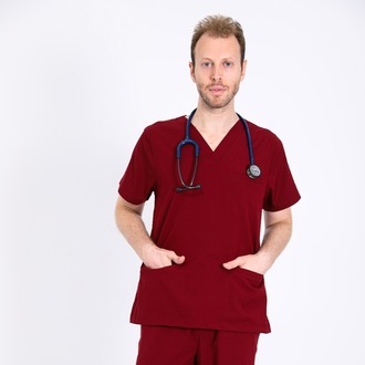 Classic Comfort Serisi Erkek Scrubs - Bordo