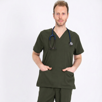 Classic Comfort Serisi Erkek Scrubs - Zeytin Yeşili