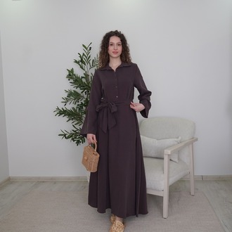 VAKAR TENSEL ELBİSE ACIKAHVE 