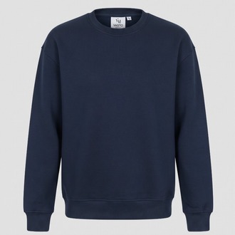 Erkek Oversize Kalın Dokulu 3 İplik Şardonsuz Bisiklet Yakalı Basic Lacivert Sweatshirt