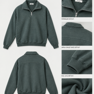 Vasto Moda Erkek Oversize Kalın Dokulu 3 İplik Şardonsuz Bisiklet Yakalı Basic Yarım Fermua