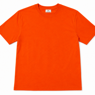 Erkek Oversize Kalın Dokulu %100 Organik Pamuk Bisiklet Ribana Yakalı Turuncu T-Shirt