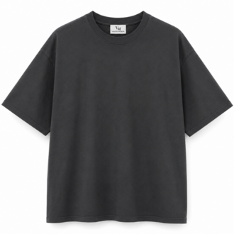 Erkek Tam Oversize Kalıp Kalın Dokulu %100 Organik Pamuk Bisiklet Ribana Yakalı Füme T-Shirt