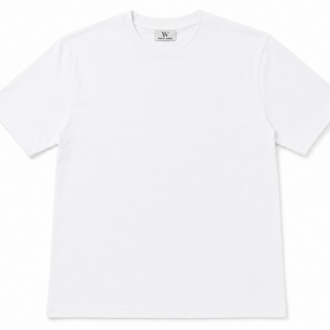 Erkek Oversize Kalın Dokulu %100 Organik Pamuk Bisiklet Ribana Yakalı Beyaz T-Shirt