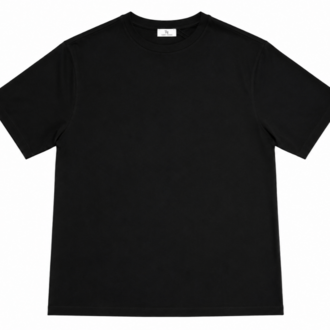 Erkek Oversize Kalın Dokulu %100 Organik Pamuk Bisiklet Ribana Yakalı Siyah T-Shirt