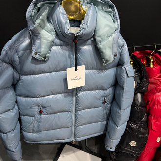 Moncler maya kapüşonlu mont mavi