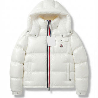 Şeritli moncler beyaz