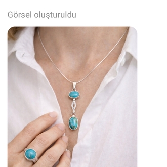 925 Ayar Gümüş Turkuaz Taşlı Set