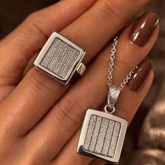 Hand made, 925 ayar gümüş Trabzon hasırı set