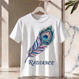 Oversize Tişört - "Radience" Tavus Kuşu Tasarım - %100 Pamuk