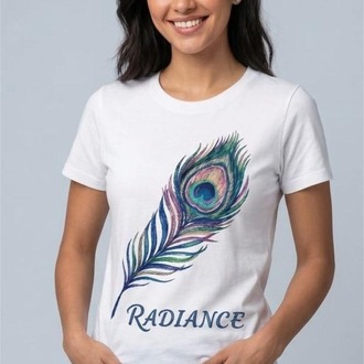 Oversize Tişört - "Radience" Tavus Kuşu Tasarım - %100 Pamuk