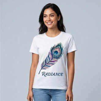 Oversize Tişört - "Radience" Tavus Kuşu Tasarım - %100 Pamuk