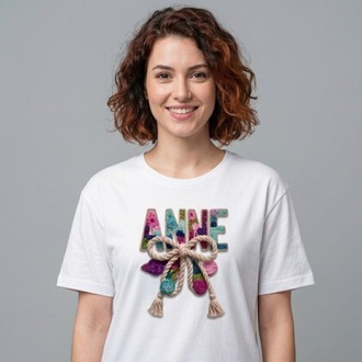 Tişört - Anneler Günü Özel "ANNE" Serisi Nakış Görünümlü