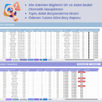 Excel Site/Apartman Aidat Yönetim Programı