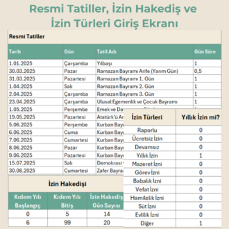Excel'de Personel İzin Takip Programı