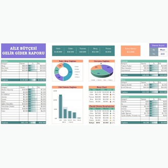 Excel'de Aile Bütçesi Gelir Gider Raporu