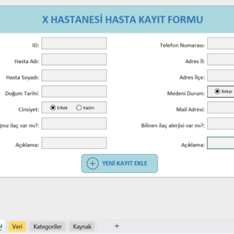 Excel Veri Giriş Formu Şablonu