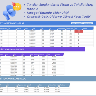 Excel Site/Apartman Aidat Yönetim Programı