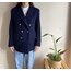 Vintage Lacivert Yün Blazer