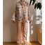 Pembe Çiçekli İpek Saten Pijama Takımı
