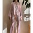 Pembe Dantel Detay Saten Pijama Takımı