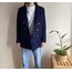 Vintage Lacivert Yün Blazer