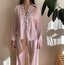 Pembe Dantel Detay Saten Pijama Takımı