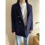 Vintage Lacivert Yün Blazer