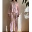 Pembe Dantel Detay Saten Pijama Takımı