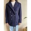 Vintage Lacivert Yün Blazer