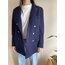 Vintage Lacivert Yün Blazer