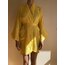 Sarı İpek Saten Mini Kimono