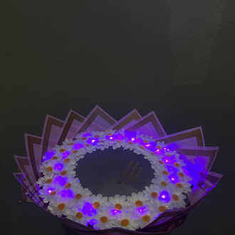 Mor led ışıklı aynalı yazılı papatya buketi