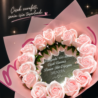 Pembe Aynalı gül premium buket