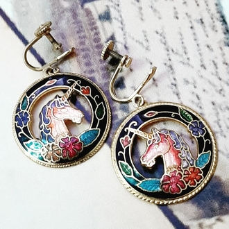 Cloisonne Unicorn Küpe