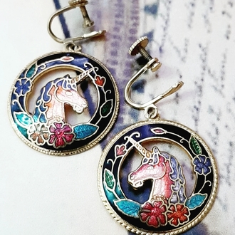 Cloisonne Unicorn Küpe