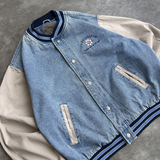 Vintage Denim Varsity Kolej Jacket (L)