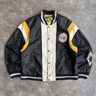 90s G-III Steelers Deri Kolej Ceket (XL)